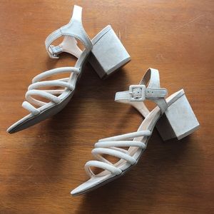 Minimalist faux suede block heel sandals